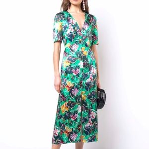 Saloni Eden Silk Emerald  Botanical Empire Dress Size U.S. 4